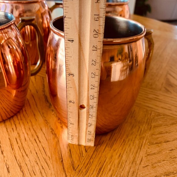 OGGI 4 Copper Mugs with EZ-Grip Brass Handle Moscow Mule Liquid Drinks - Picture 8 of 11